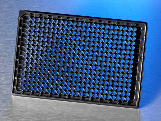 CorningĀ® BioCoatĀ® 384 Well Plate, Black/Glass Bottom, Poly-D-Lysine Coated, With Lid, Nonsterile