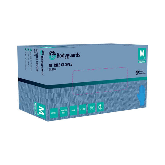 Nitrile Powder Free Examination Gloves, Blue, Bodyguards