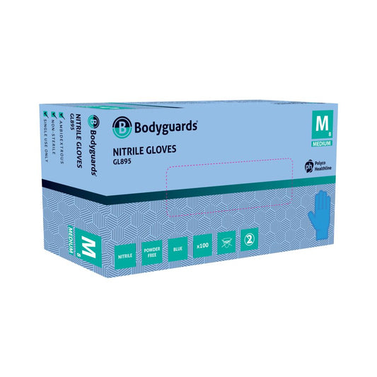 Disposable Nitrile Gloves, Blue, Bodyguards