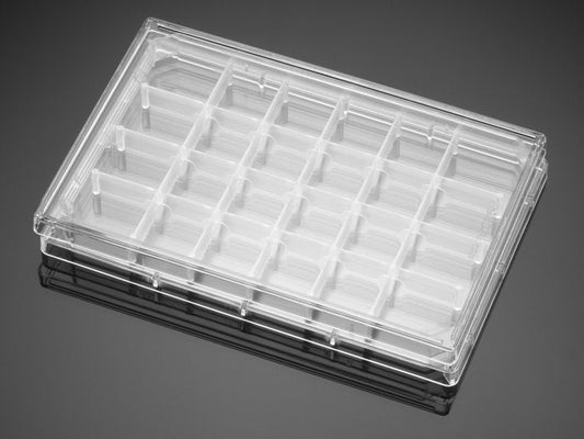 Corning® FluoroBlok™ 24 Well Polystyrene Feeder Tray, with Lid, Sterile, 5/Pack, 5/Case