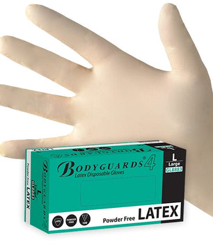 Latex gloves, powder free, Bodyguards