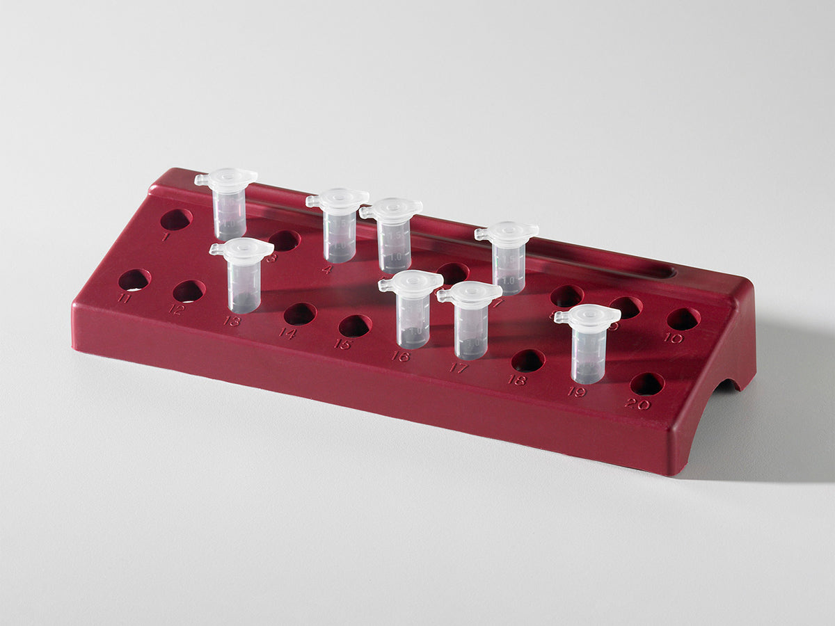 Microtube Support Rack 20x1.5ml, Red, PP – Appleton Woods | UK Lab Supplies