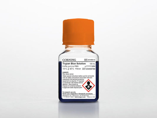 100 mL Trypan Blue Solution (w/v) in PBS 0.4% (w/v) in normal saline (8.1 g/L NaCl with 0.6 g/L K2HPO4)