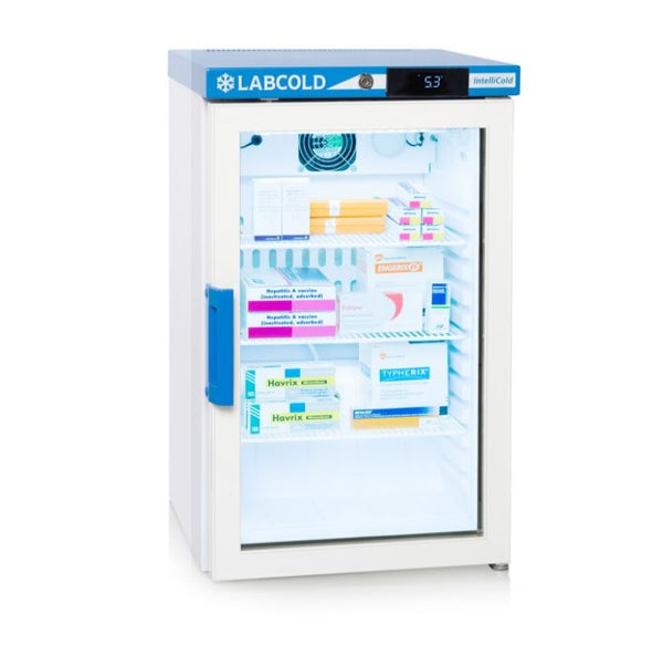 Pharmacy & Vaccine Benchtop Refrigerator, 66L, glass door, Labcold Appleton Woods UK Lab
