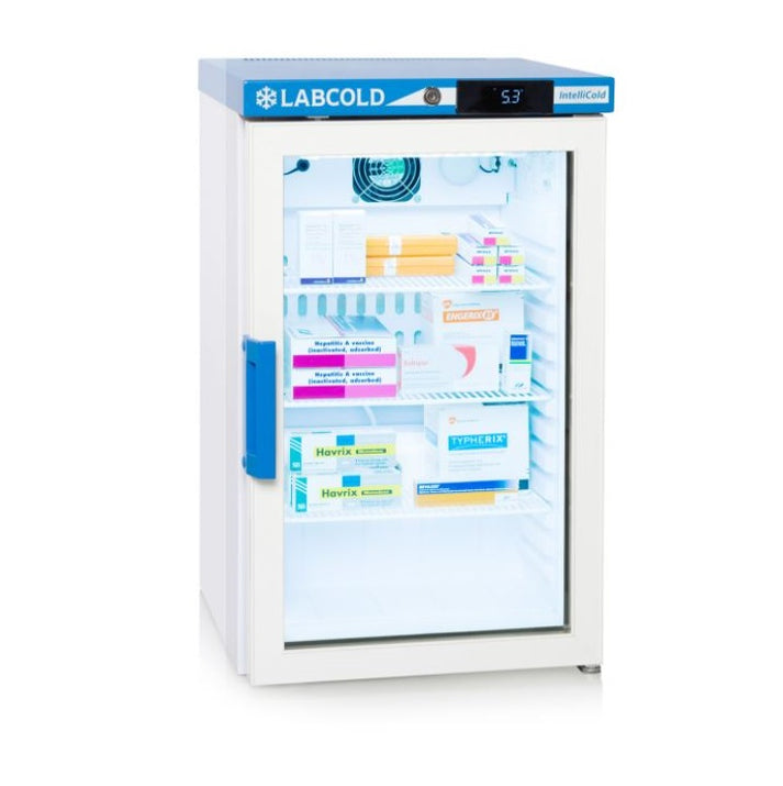 Pharmacy & Vaccine Benchtop Refrigerator, 66L, glass door, Labcold Appleton Woods UK Lab