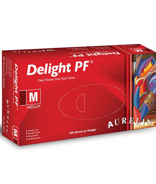 Delight PF® gloves, clear, powder-free, vinyl, Supermax