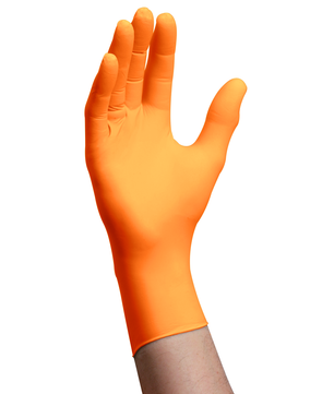 Nitrile gloves, powder free, Shieldskin Orange