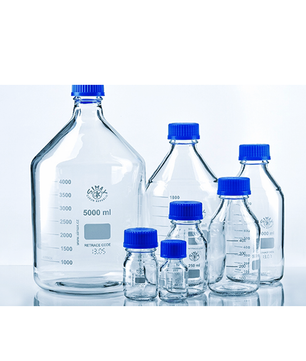 Glass Reagents Bottles, with Cap and Pouring Ring, Simax