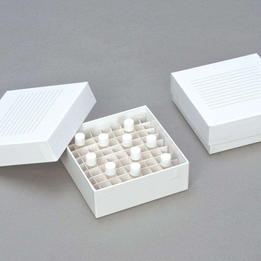 Cryo box 81 place white cardboard with grid 2 inch